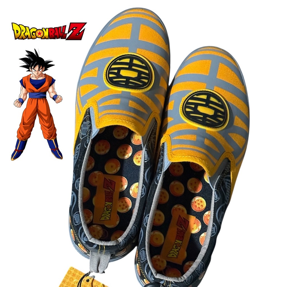 NWT Dragon ball Z Men's Slip On Sneakers-Yellow/Gray Men’s shoes size 8